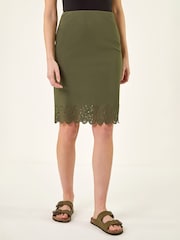 Roman Green Lasercut Hem Pencil Skirt - Image 1 of 5