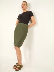 Roman Green Lasercut Hem Pencil Skirt - Image 2 of 5