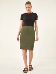Roman Green Lasercut Hem Pencil Skirt - Image 4 of 5