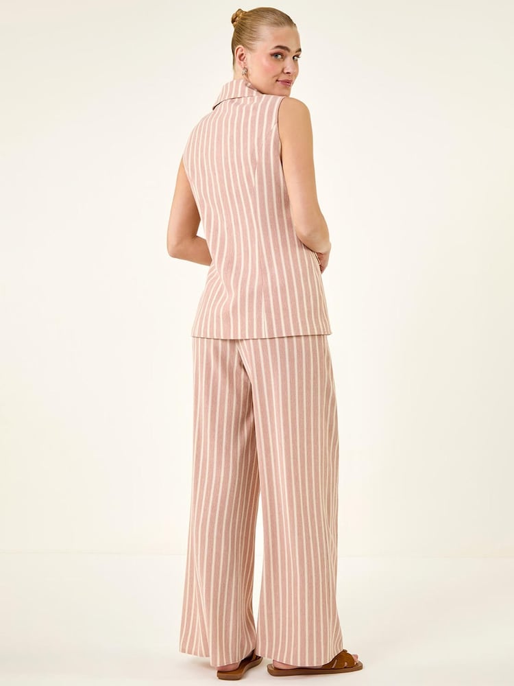 Roman Pink Stripe Longline Waistcoat - Image 2 of 5