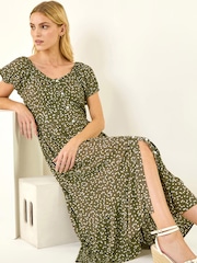 Roman Green Spotty Heart Button Midi Dress - Image 1 of 5