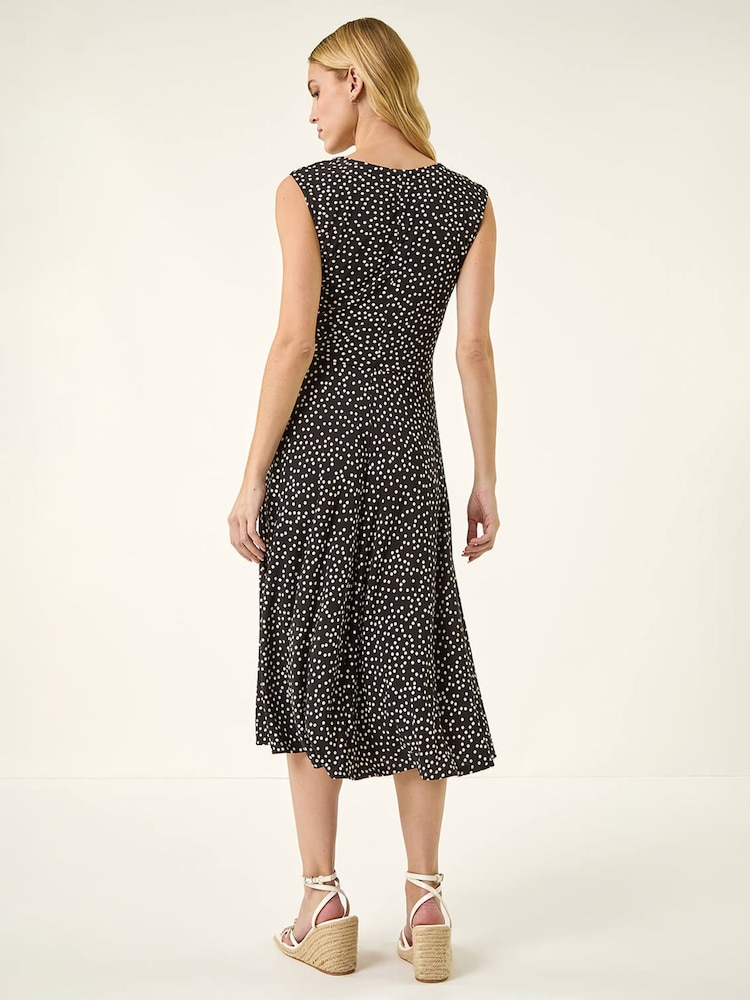 Roman Black Spot Print Twist Front Dress - Image 2 of 5