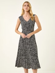 Roman Black Spot Print Twist Front Dress - Image 3 of 5