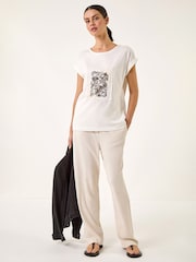 Roman White Patchwork Placement Print T-Shirt - Image 2 of 5