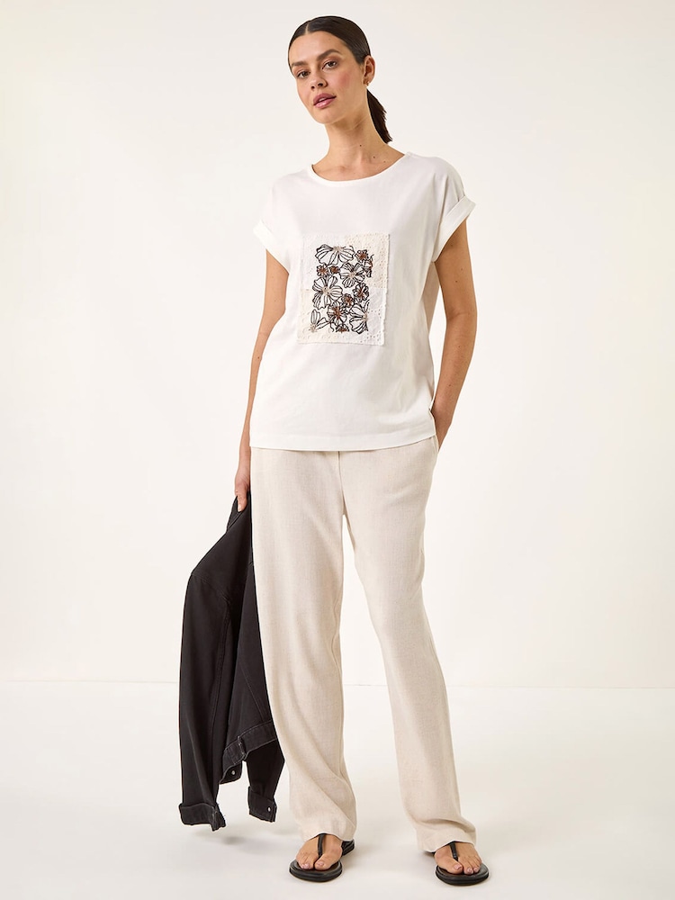 Roman White Patchwork Placement Print T-Shirt - Image 2 of 5 Roman White Patchwork Placement Print T-Shirt - Image 2 of 5