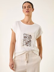 Roman White Patchwork Placement Print T-Shirt - Image 4 of 5