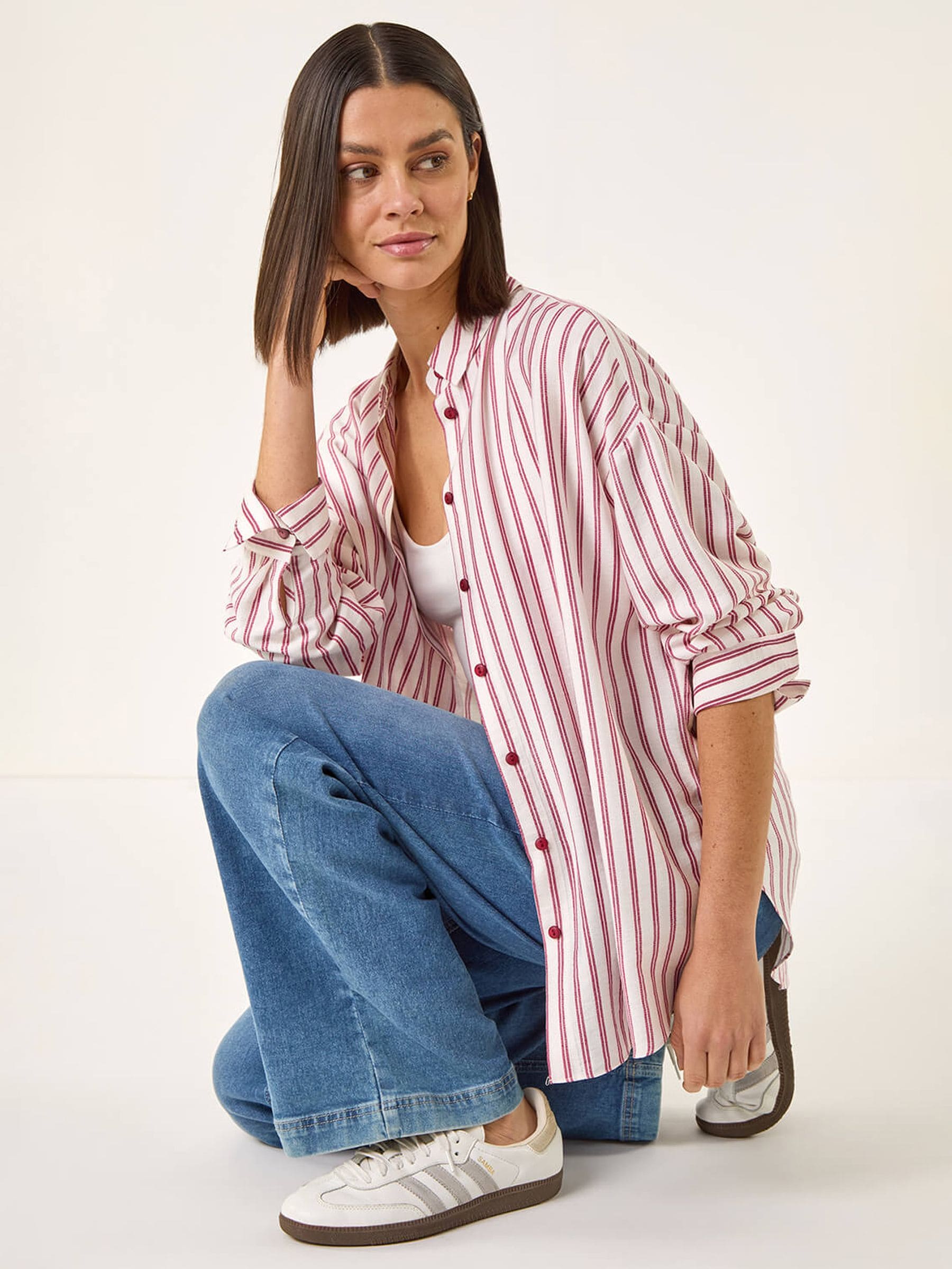 トップス NC Buy Roman Red Stripe Print Button Blouse from Next USA