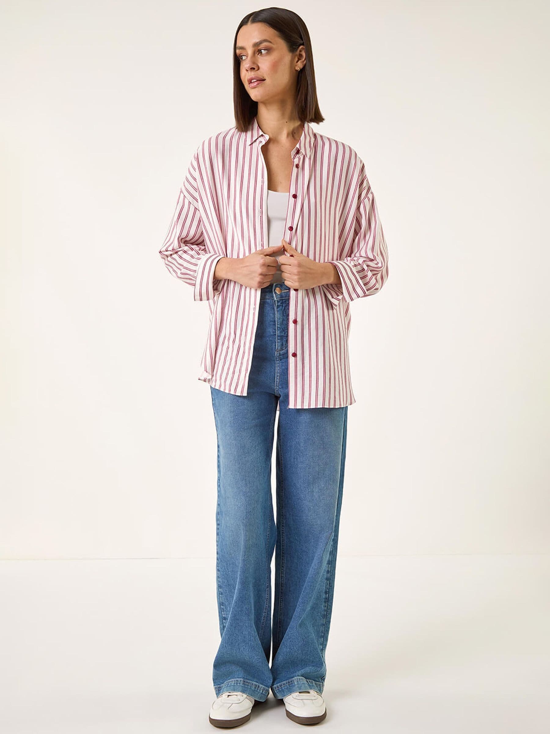 Buy Roman Red Stripe Print Button Blouse from Next USA