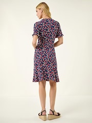 Κόκκινο - Roman Φλοράλ Πλαϊνό Κουμπί Φόρεμα - Εικόνα 3 από 5