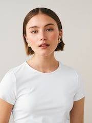 White Soft Touch Slinky Crew Neck Short Sleeve T-Shirt - Image 5 of 8
