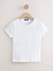 White Soft Touch Slinky Crew Neck Short Sleeve T-Shirt - Image 6 of 8