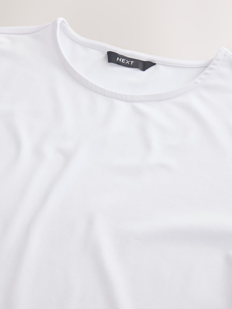 White Soft Touch Slinky Crew Neck Short Sleeve T-Shirt - Image 8 of 8 White Soft Touch Slinky Crew Neck Short Sleeve T-Shirt - Image 8 of 8