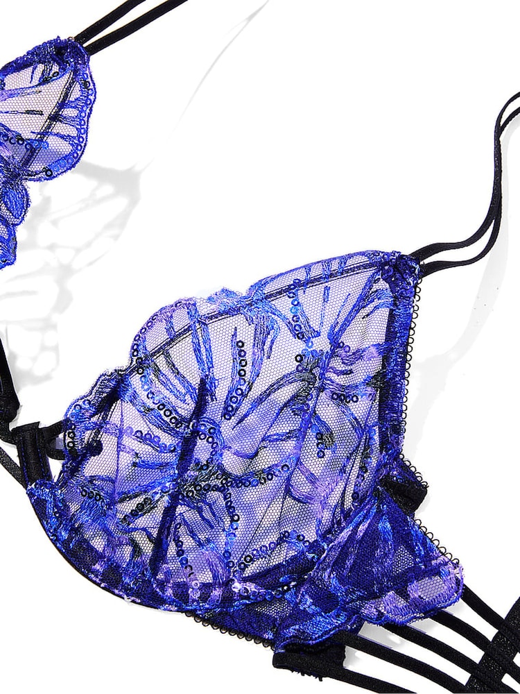 Victoria's Secret Floral Blue Unlined Demi Low Cut Demi Bra - Image 3 of 3 Victoria's Secret Floral Blue Unlined Demi Low Cut Demi Bra - Image 3 of 3