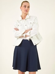 Roman Blue Textured Skater Skirt - Image 3 of 5