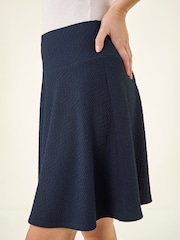 Roman Blue Textured Skater Skirt - Image 5 of 5