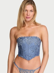Victoria's Secret Denim Blue Embroidery Corset Top - Image 2 of 3
