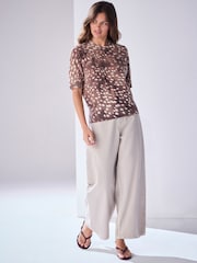 Deer Animal Print Supersoft Short Sleeve Knitted Top - Image 2 of 4