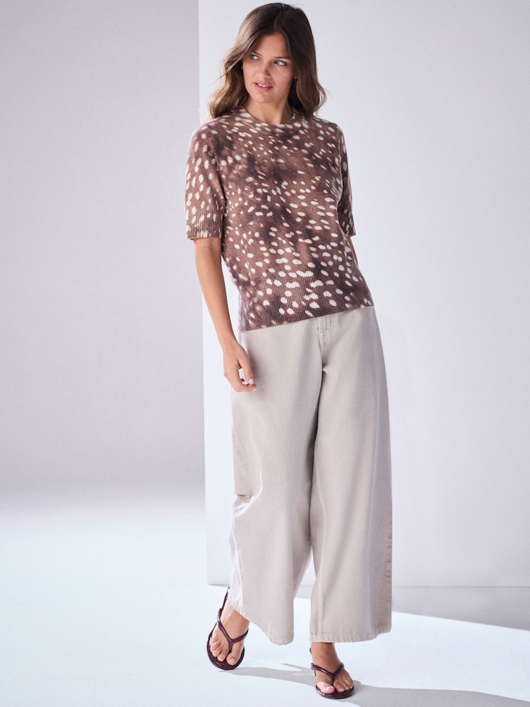 Deer Animal Print Supersoft Short Sleeve Knitted Top - Image 2 of 4