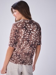 Deer Animal Print Supersoft Short Sleeve Knitted Top - Image 3 of 4
