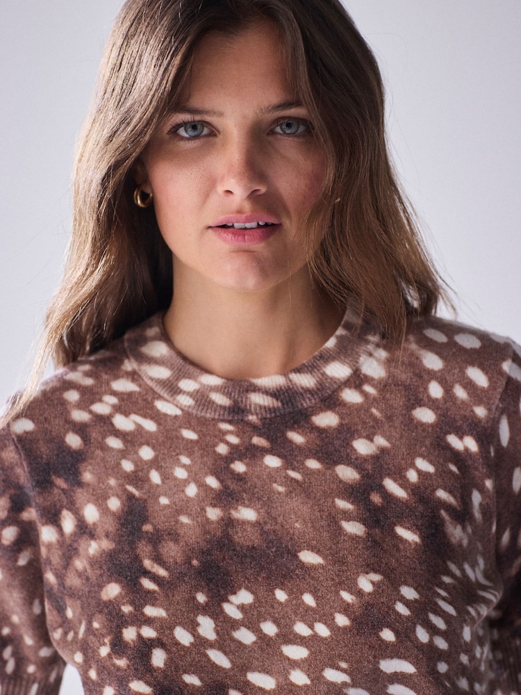 Deer Animal Print Supersoft Short Sleeve Knitted Top - Image 4 of 4