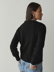 Black Crew Neck Long Sleeve Knitted Jumper - Image 3 of 6