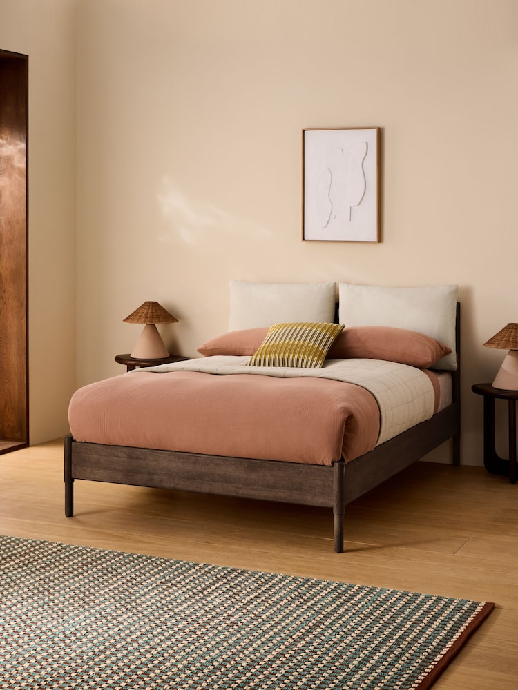 MADE.COM Natural Stone Woven Slub Plain Solen Bed - Image 1 of 6 MADE.COM Natural Stone Woven Slub Plain Solen Bed - Image 1 of 6