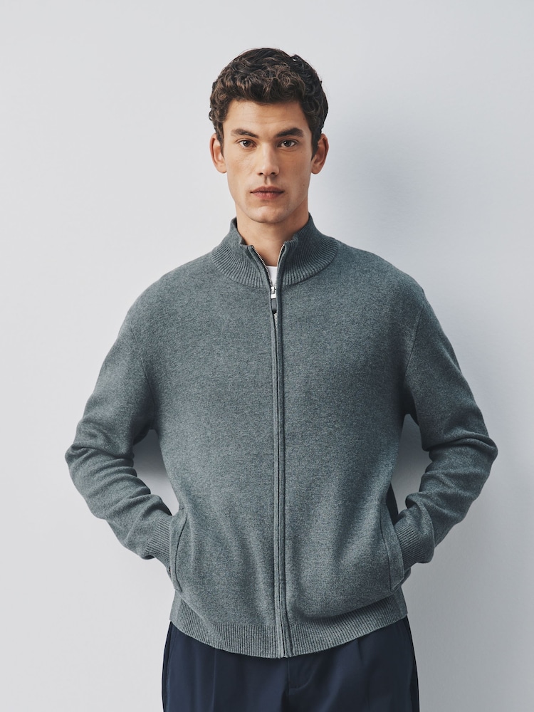 Charcoal Grey Milano Zip Through Jumper - Image 1 of 6