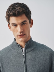 Charcoal Grey Milano Zip Through Jumper - Image 4 of 6