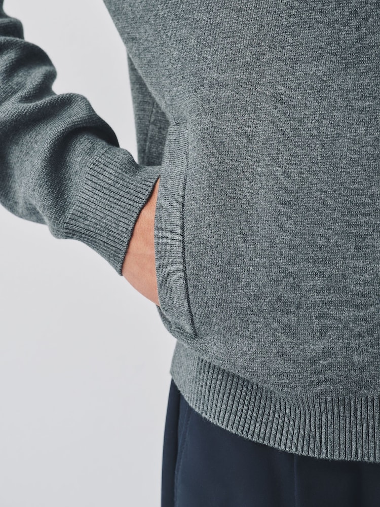 Charcoal Grey Milano Zip Through Jumper - Image 6 of 6
