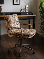 Rockett St George Leopard Love Velvet The Wild Card Office Chair - Image 1 of 9