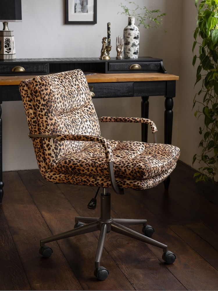 Rockett St George Leopard Love Velvet The Wild Card Office Chair - Image 1 of 9 Rockett St George Leopard Love Velvet The Wild Card Office Chair - Image 1 of 9