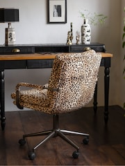 Rockett St George Leopard Love Velvet The Wild Card Office Chair - Image 2 of 9
