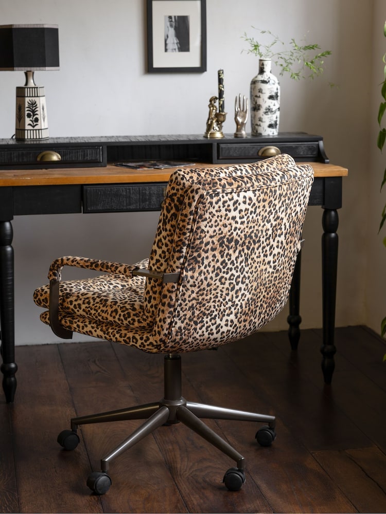 Rockett St George Leopard Love Velvet The Wild Card Office Chair - Image 2 of 9 Rockett St George Leopard Love Velvet The Wild Card Office Chair - Image 2 of 9