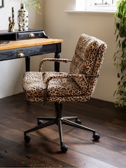 Rockett St George Leopard Love Velvet The Wild Card Office Chair - Image 3 of 9