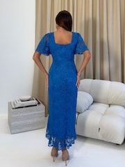 Girl In Mind Blue Heidi Rushed Midi Dress - Image 2 of 6