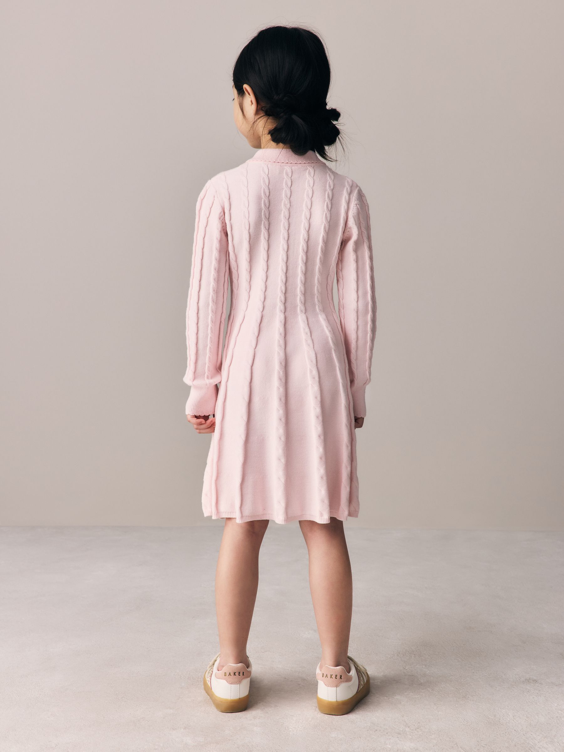 Buy Baker by Ted Baker Pink Cable Knit Collared Dress from Next Saudi ...