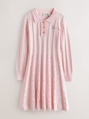 Baker by Ted Baker Pink Cable Knit Collared Dress - Image 6 of 11