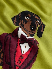 Green Sausage Dog Cotton Rich Soft Touch Long Sleeve Crew Neck Jumper - Image 5 of 8