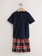 Red/Navy Check Short - Family Christmas Matching Pyjama Set (5-16yrs) - 8суретінің 5 суреті