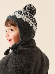 Black/ White Fairisle Pom Knitted Beanie Hat (3mths-13yrs) - Image 1 of 10