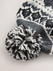 Black/ White Fairisle Pom Knitted Beanie Hat (3mths-13yrs) - Image 10 of 10