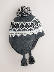Black/ White Fairisle Pom Knitted Beanie Hat (3mths-13yrs) - Image 8 of 10