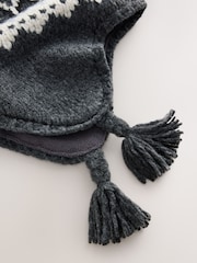 Black/ White Fairisle Pom Knitted Beanie Hat (3mths-13yrs) - Image 9 of 10