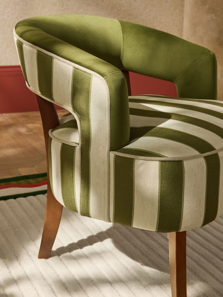 Lia Gold x Next Green Remi Mafaldine Stripe Chair - Image 2 of 8 Lia Gold x Next Green Remi Mafaldine Stripe Chair - Image 2 of 8