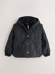 Baker by Ted Baker Black 3 In 1 Borg Quilted Gilet Coat - Image 1 of 7