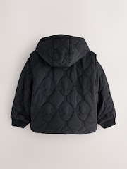 Baker by Ted Baker Black 3 In 1 Borg Quilted Gilet Coat - Image 3 of 7
