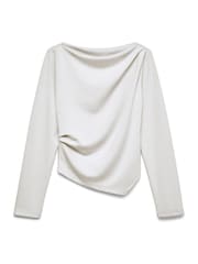 VERO MODA White Long Sleeve Boat Neck Blouse - Image 5 of 5