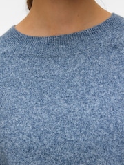 Vero Moda Stone Blue Round Neck Soft Touch Cosy Knitted Jumper - Image 4 of 5