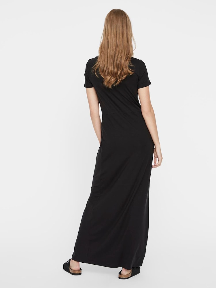 VERO MODA Black Petite Short Sleeve Jersey Maxi Dress - Image 2 of 5