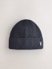 Navy Stag Stag Embroidered Knitted  Beanie Hat (1-16yrs) - Image 1 of 3